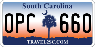 SC license plate OPC660