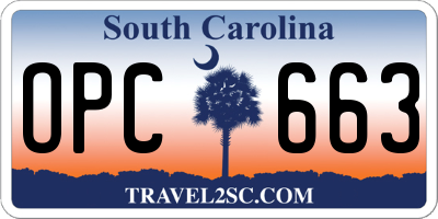 SC license plate OPC663