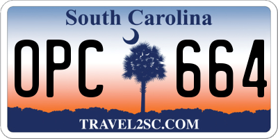 SC license plate OPC664