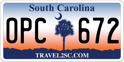 SC license plate OPC672