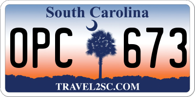 SC license plate OPC673