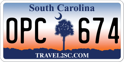 SC license plate OPC674