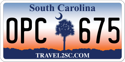 SC license plate OPC675