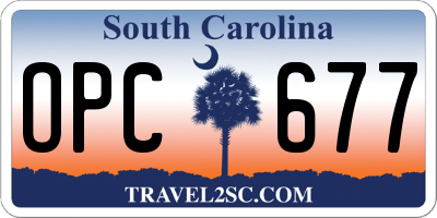 SC license plate OPC677