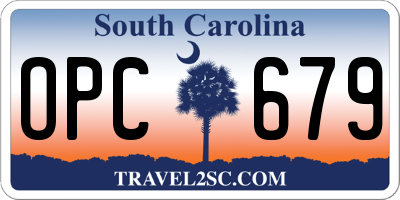 SC license plate OPC679
