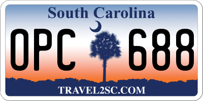SC license plate OPC688