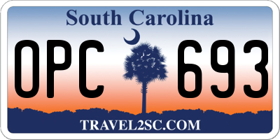 SC license plate OPC693