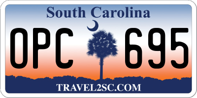 SC license plate OPC695