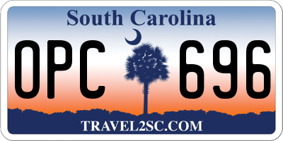 SC license plate OPC696