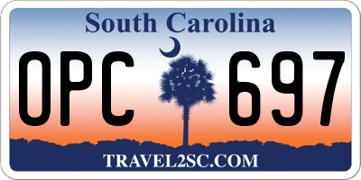 SC license plate OPC697