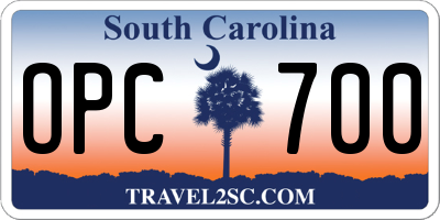 SC license plate OPC700