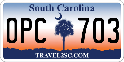 SC license plate OPC703