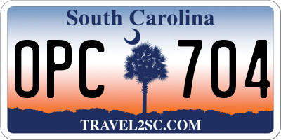 SC license plate OPC704