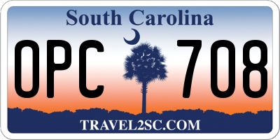SC license plate OPC708