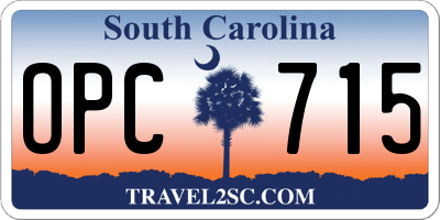 SC license plate OPC715