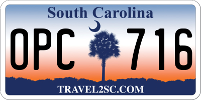 SC license plate OPC716