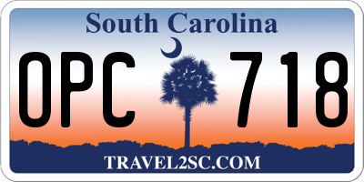 SC license plate OPC718