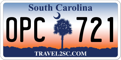 SC license plate OPC721