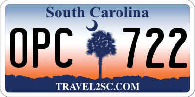 SC license plate OPC722