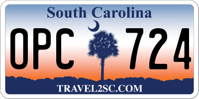 SC license plate OPC724
