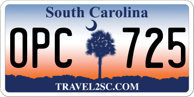 SC license plate OPC725