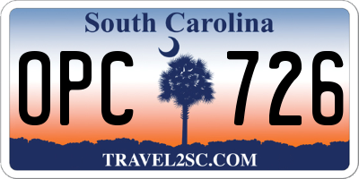 SC license plate OPC726