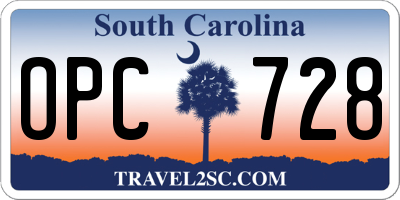 SC license plate OPC728