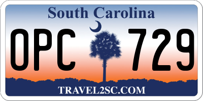SC license plate OPC729