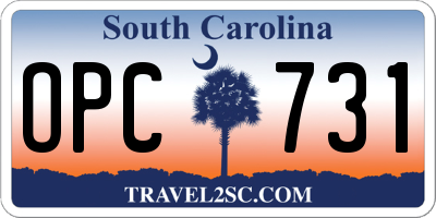 SC license plate OPC731