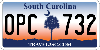 SC license plate OPC732