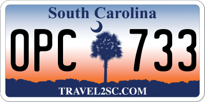 SC license plate OPC733