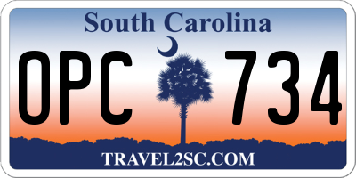 SC license plate OPC734
