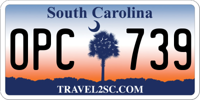 SC license plate OPC739