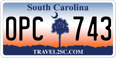 SC license plate OPC743