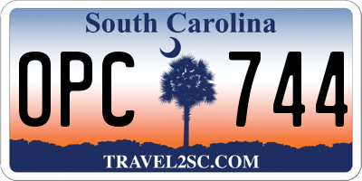SC license plate OPC744