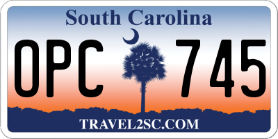 SC license plate OPC745