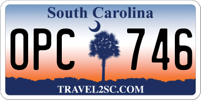 SC license plate OPC746