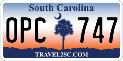 SC license plate OPC747