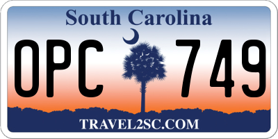 SC license plate OPC749