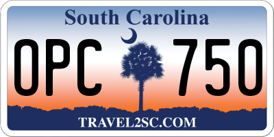 SC license plate OPC750