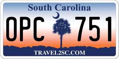 SC license plate OPC751