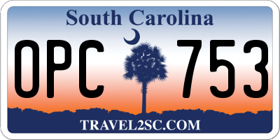 SC license plate OPC753