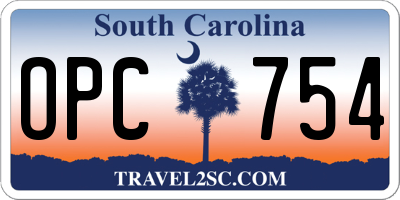 SC license plate OPC754