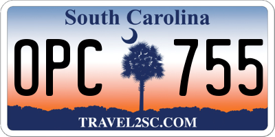SC license plate OPC755