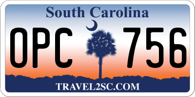 SC license plate OPC756