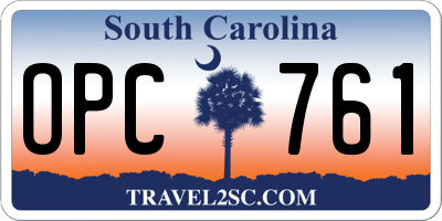 SC license plate OPC761