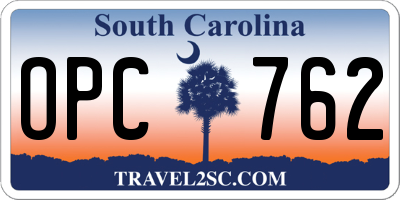 SC license plate OPC762
