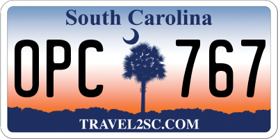 SC license plate OPC767