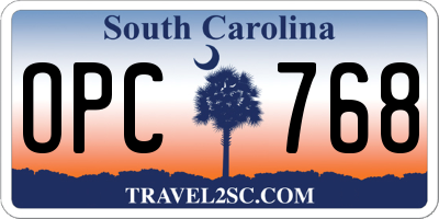 SC license plate OPC768