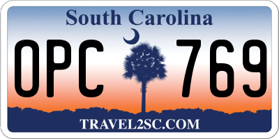 SC license plate OPC769